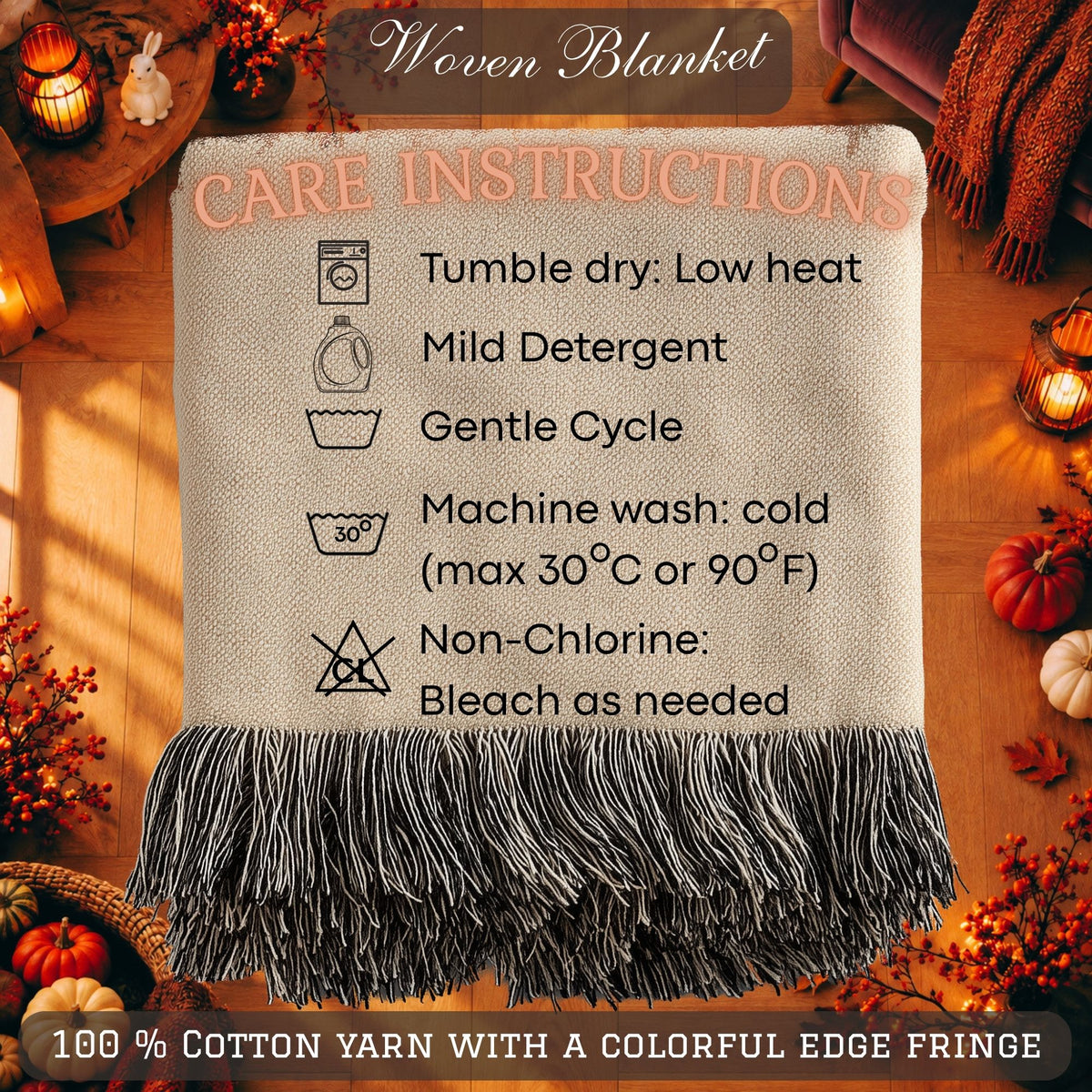 Cute Halloween Bunny Woven Blanket – Mummies, Raccoons & Ghosts