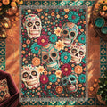 Day of the Dead Sugar Skull Woven Blanket – Colorful Floral Skeleton Art