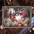 Cute Ghost Halloween Woven Blanket with Haunted House and Pumpkins