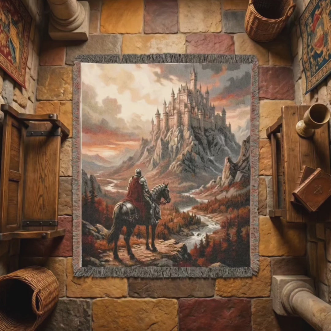 Medieval Castle Knight Woven Blanket
