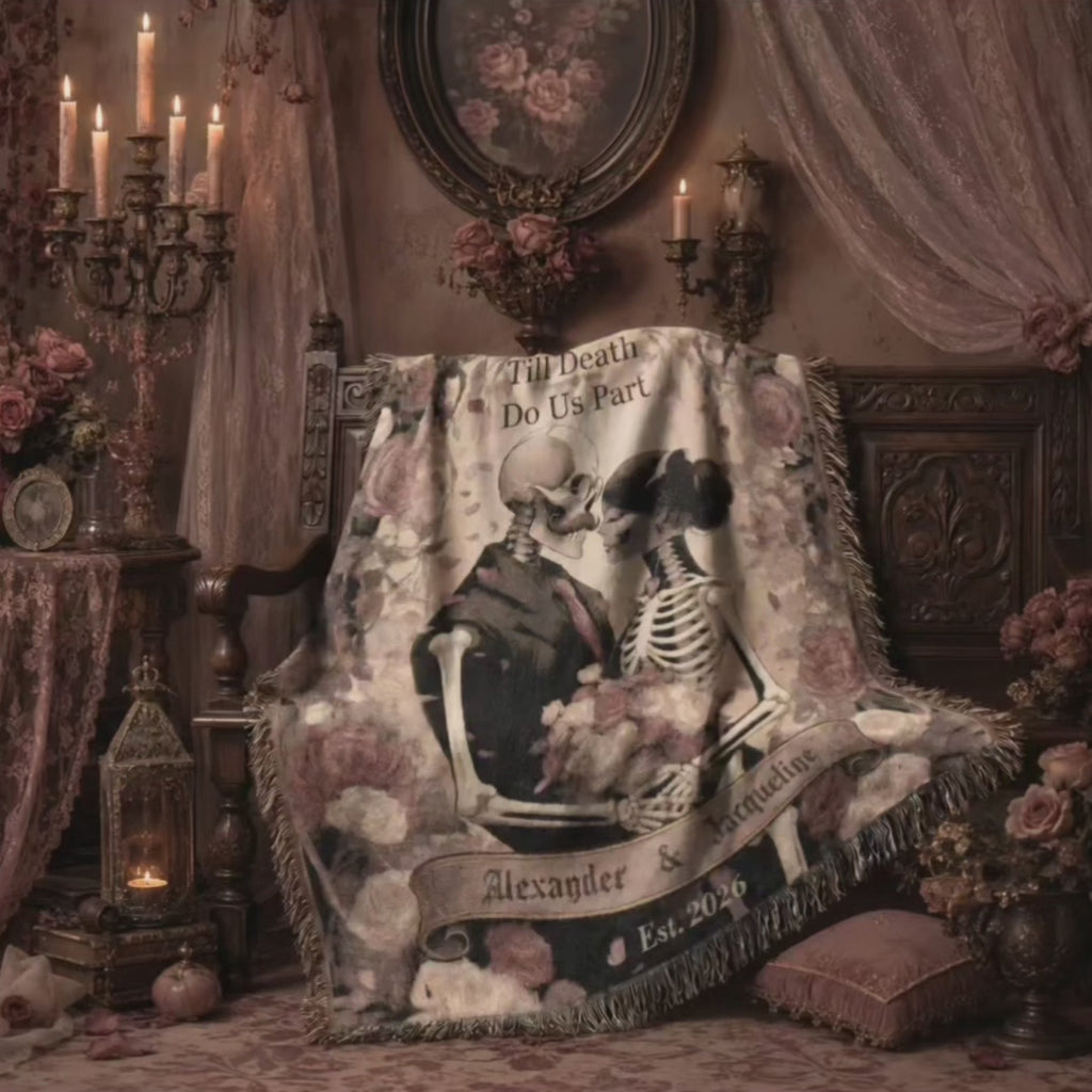 Personalized Skeleton Couple Woven Blanket