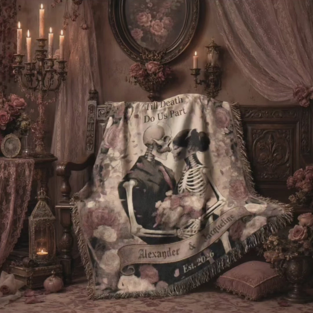 Personalized Skeleton Couple Woven Blanket