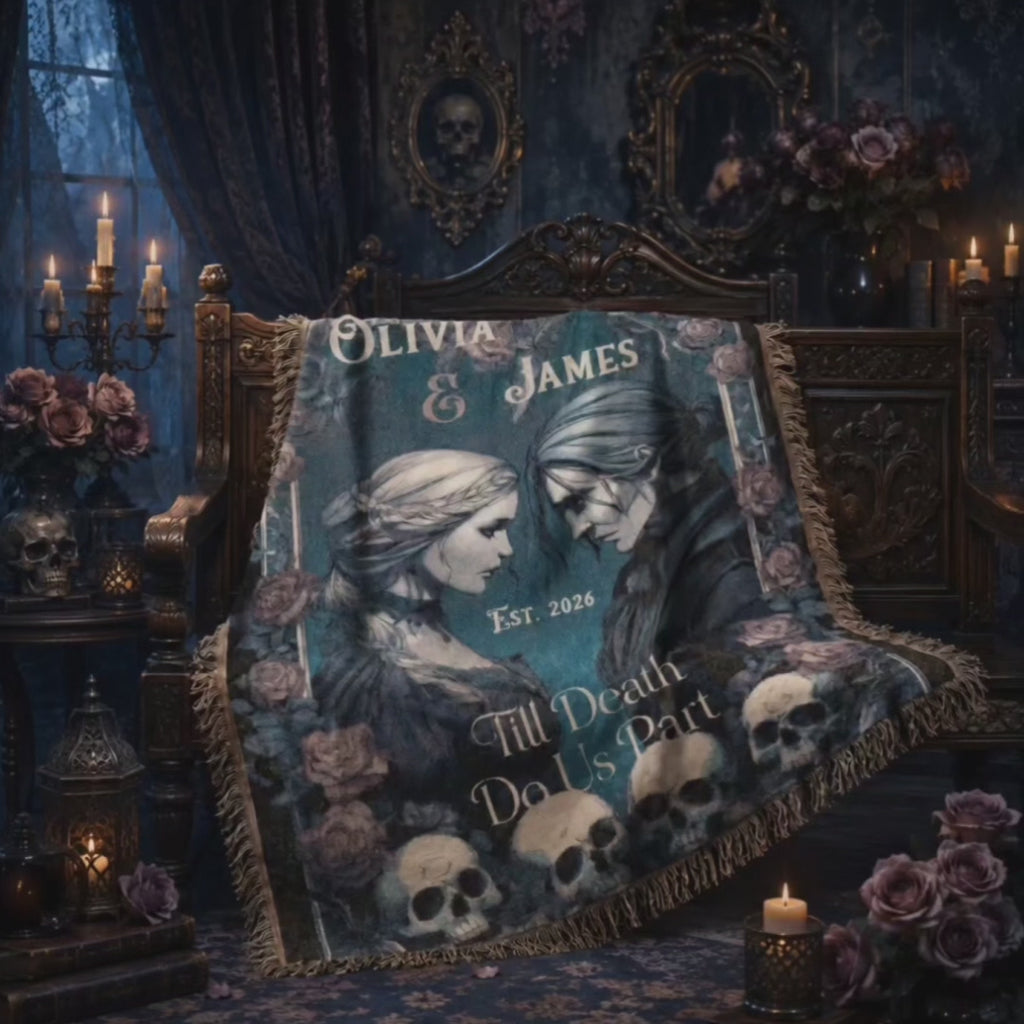 Personalized Gothic Wedding Blanket
