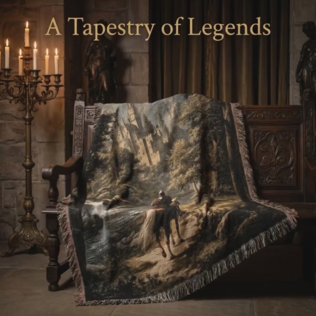 Medieval Forest Rider Woven Blanket