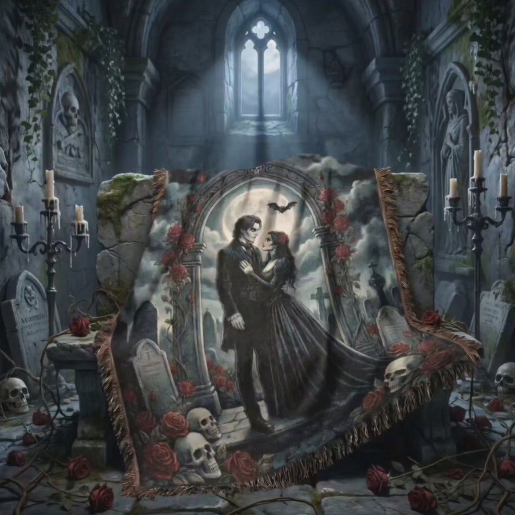 Dark Romance Gothic Couple Woven Blanket