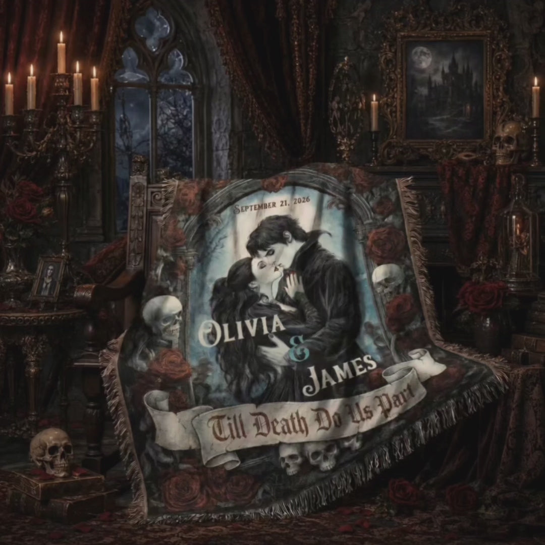 Personalized Gothic Couple Woven Blanket